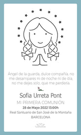 PACK 25 RECORDATORIOS PRIMERA COMUNIÓN DIBUJO CIELITO LINDO marco FLORES